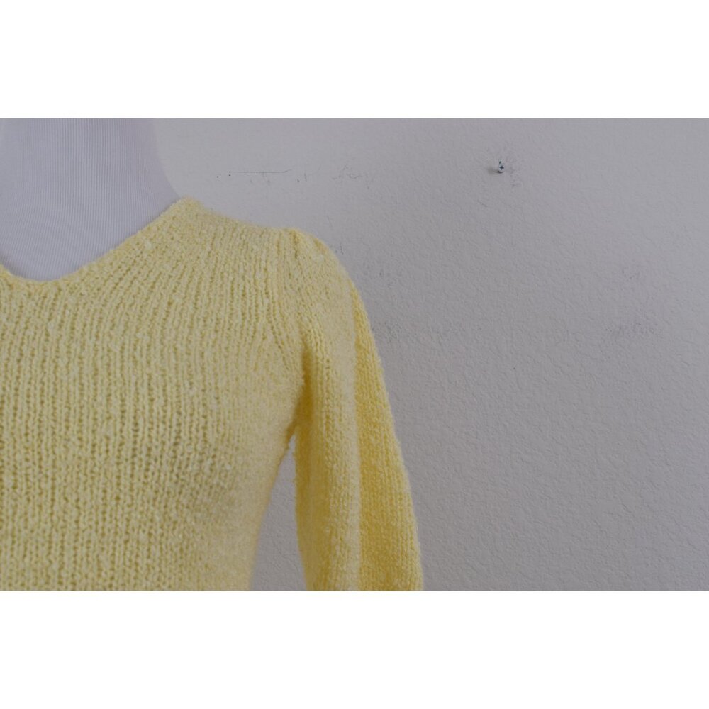 Vintage 80s Acrylic Yellow Knit Blouse size S - Picture 9 of 10